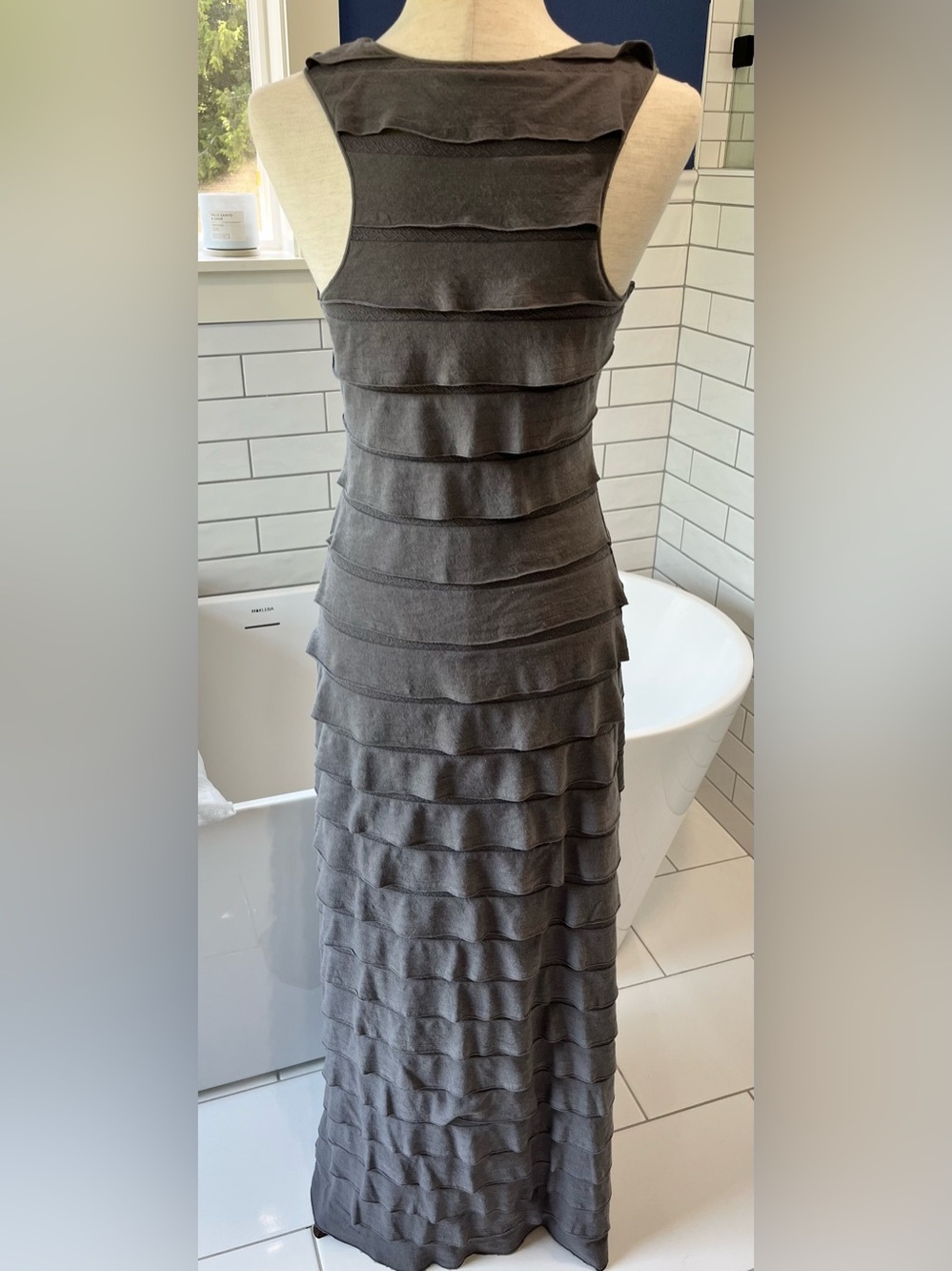 Max Studio Gray Tiered Scoop Neck Maxi Dress - Picture 7 of 13